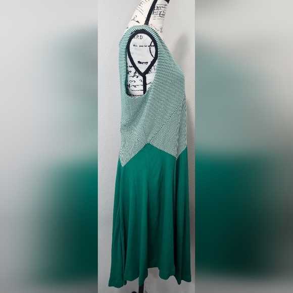 Anthropologie Maeve Cameron Striped Asymmetrical Green Striped Dress Large NEW - Picture 5 of 10